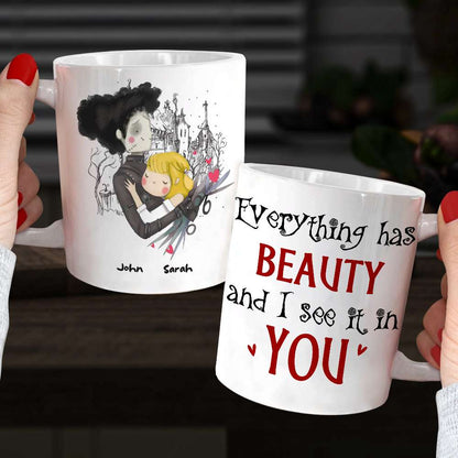 Everything Has Beauty And I See It In You, Personalized Horror Couple Mug