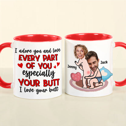 I Love Your Butt, Funny Custom Face Accent Mug, Gift For Couple