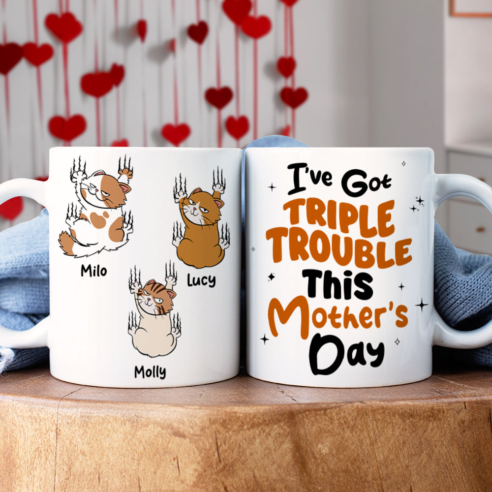 Personalized Gifts For Cat Lovers Coffee Mug Triple Trouble