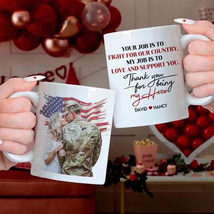 Thank You For Being My Hero, Personalized Military Mug, Gifts For Husband