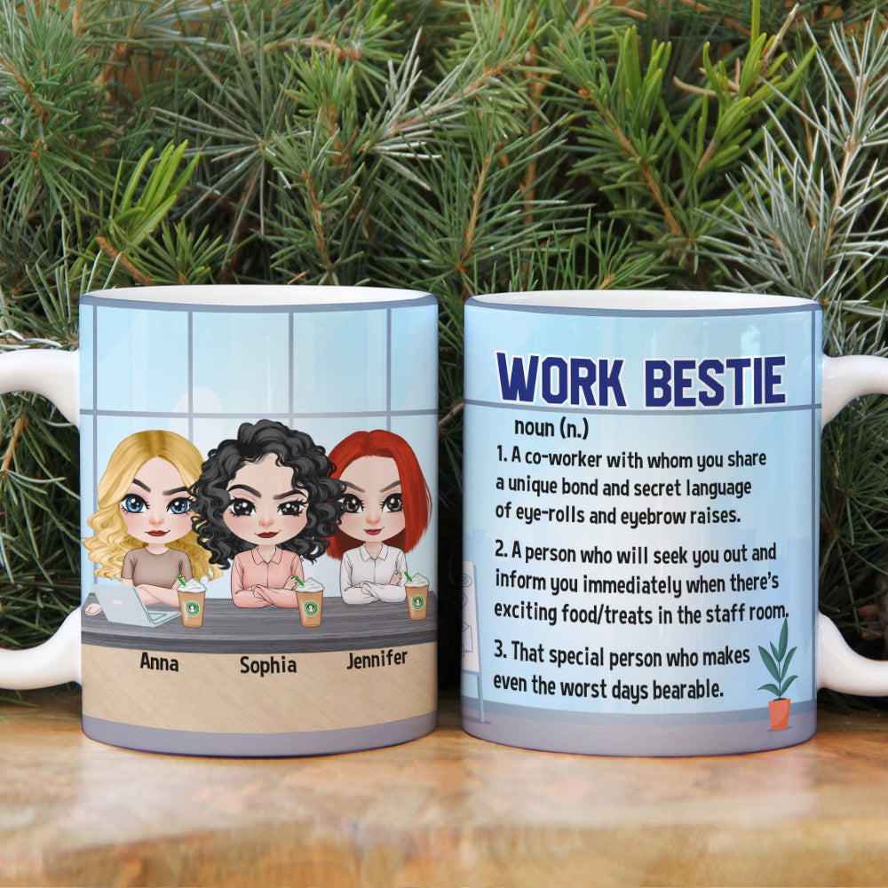Work Bestie, Gift For Coworkers, Personalized Mug, Coworkers Friends Mug