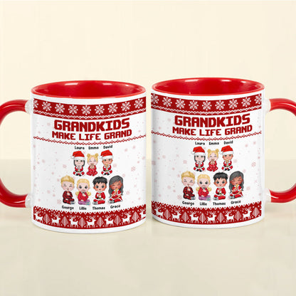 Grandkids Make Life Grand, Personalized Accent Mug, Cute Grandkids Coffee Mug, Gift For Grandma