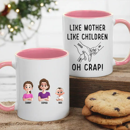 Like Mother Like Children Customizable Cartoon Cup with Hand Gesture Design Best Mother's Day Gift