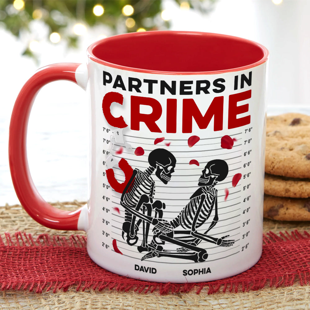 Partners In Crime-Gift For Couple-Personalized Wine Tumbler-Skull Funny Couple Wine Tumbler