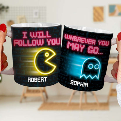 Follow You Wherever You May Go, Personalized Coffee Mug, Couple Playing Game, Gift For Her, 04htqn270623