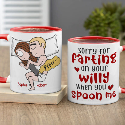Sorry For Farting When You Spoon Me - Personalized Coffee Mug - Gifts For Couple - Funny Couple Mug