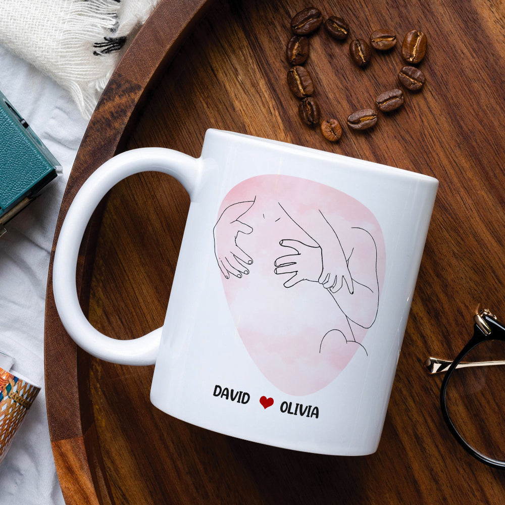 All My Naughty Thoughts Involve Me And You, Personalized Line Art Naughty Couple Mug
