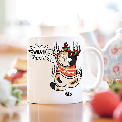 Gift For Cat Lover, Personalized Mug, Cat Scratching Mug, Christmas Gift