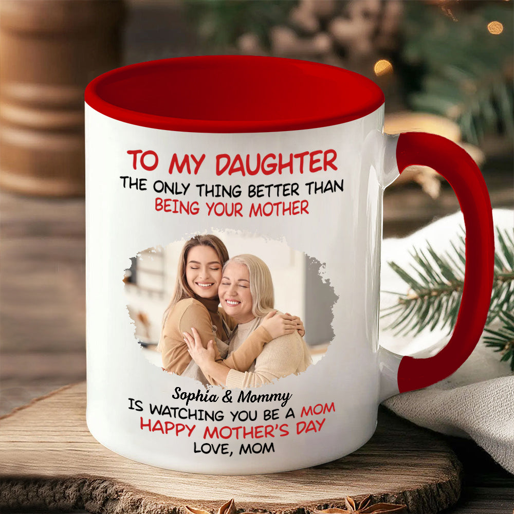 Mother's Day Exclusive Gift Ceramic Mug, Poster, and Plaque Featuring Hugging Scene with 'To My Daughter, Happy Mother's Day'