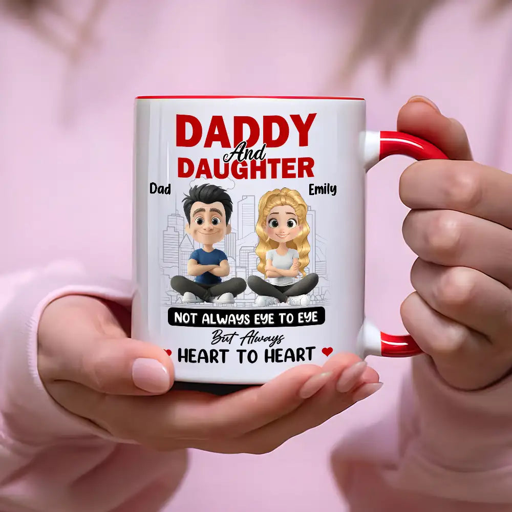 Dad And Daughter Share Love - Personalized Two-Tone Mug with Cute Design - Perfect Gift for Fathers and Daughters