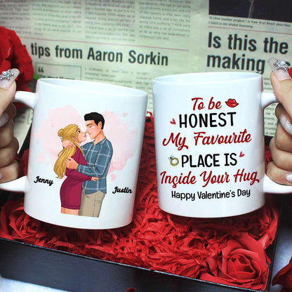 Romantic Couple, My Favourite Place Is Inside Your Hug, Personalized Mug, Couple Gifts, Gifts For Him, Gifts For Her, Valentine's Day Gifts