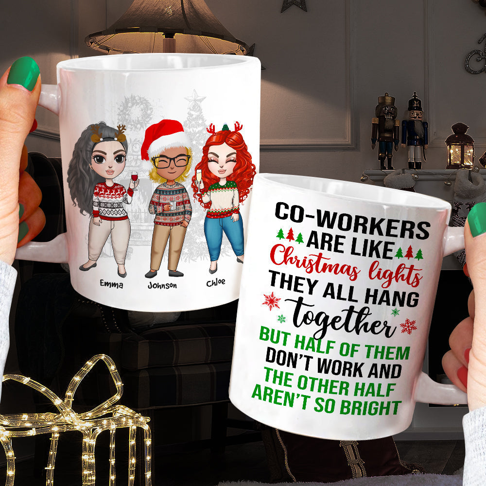 Coworkers Are Like Christmas Lights, Personalized Coworkers Christmas Mug, Christmas Gift