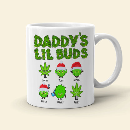 Daddy's Lil Buds Personalized Weed Family Mug, Christmas Tree Decor