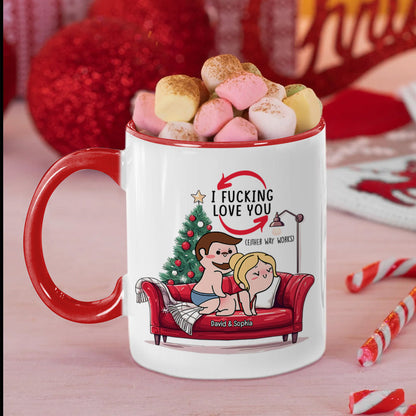 Personalized Gift for Couple, Naughty Couple On Sofa Christmas Coffee Mug 04toqn031024hh