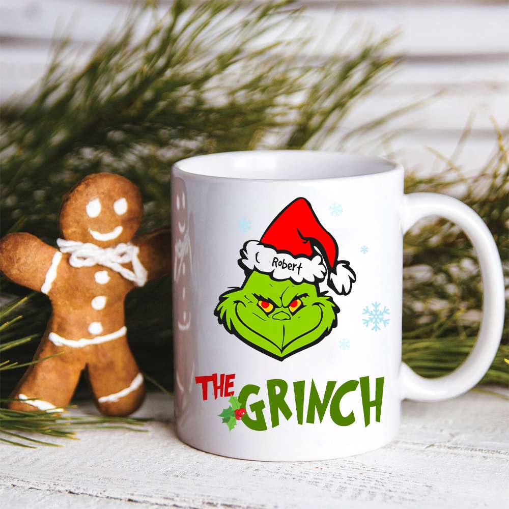 Personalized Green Character Couple Mug, Christmas Gift For Couples