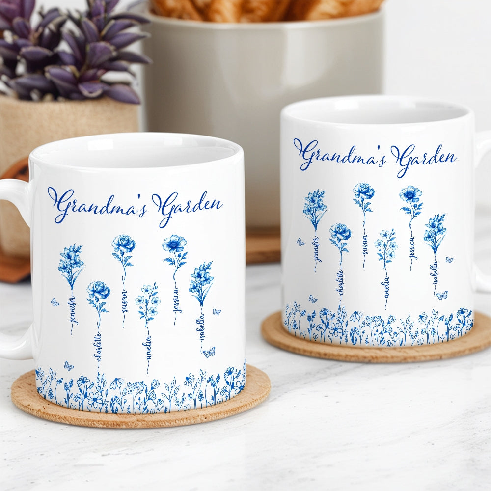 Sisterhood Mug with Names and Flowers Personalized Floral Gift for Sister or Best Friend