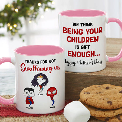 Personalized Gifts For Mom Coffee Mug Thanks For Not Swallowing Us 06NADT270324HA