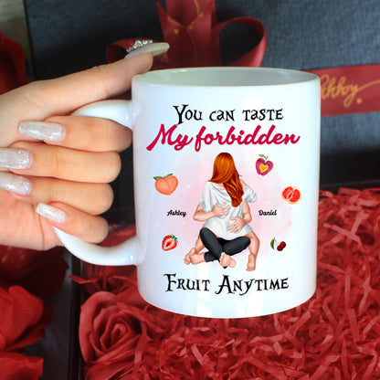 Couple Taste My Forbidden Fruit Anytime, Personalized Couple Coffee Mug, Naughty Gift For Him