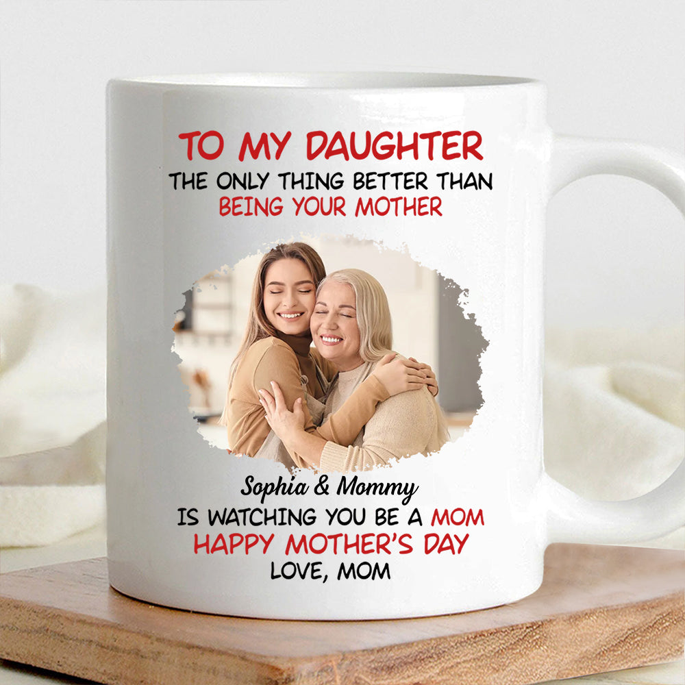Mother's Day Exclusive Gift Ceramic Mug, Poster, and Plaque Featuring Hugging Scene with 'To My Daughter, Happy Mother's Day'