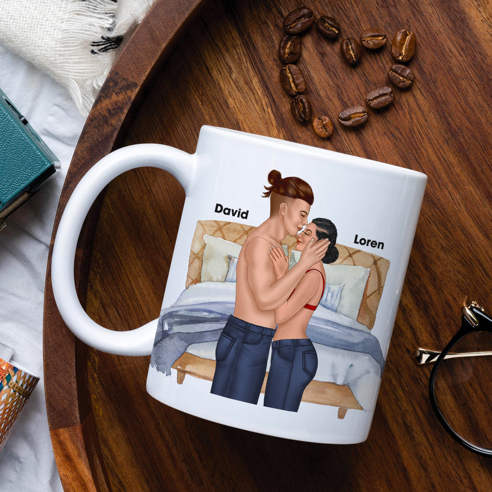 Dad All Day Daddy All Night, Personalized Couple White Mug