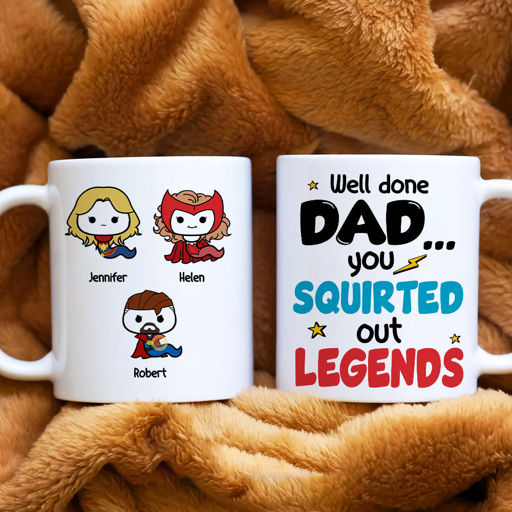 Well Done Dad, Gift For Dad, Personalized Mug, Super Sperm Kids Coffee Mug 04HUHN100423
