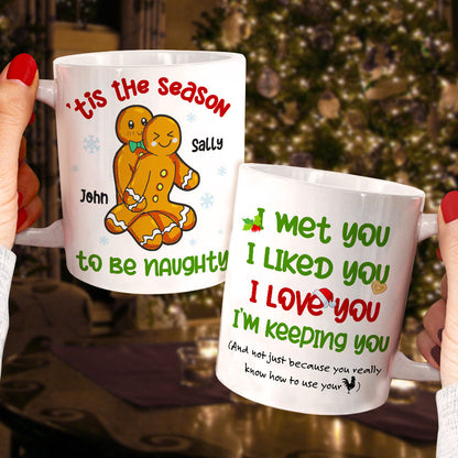 Tis The Season To Be Naughty Couple, Personalized Mug - Christmas Gift For Couples
