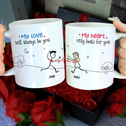 My Love Will Always Be You, Gift For Couple, Personalized Mug, Stick Couple Coffee Mug. Couple Gift