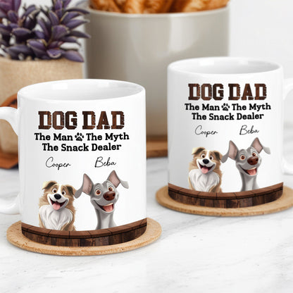 Dog Mum - The Myth, The Snack Dealer' Themed Mug White Ceramic, Ideal Gift for Pet Lovers on Mother's Day or for Home Use