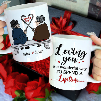 Loving You is A Wonderful Way to Spend A Lifetime, Personalized Couple Mug