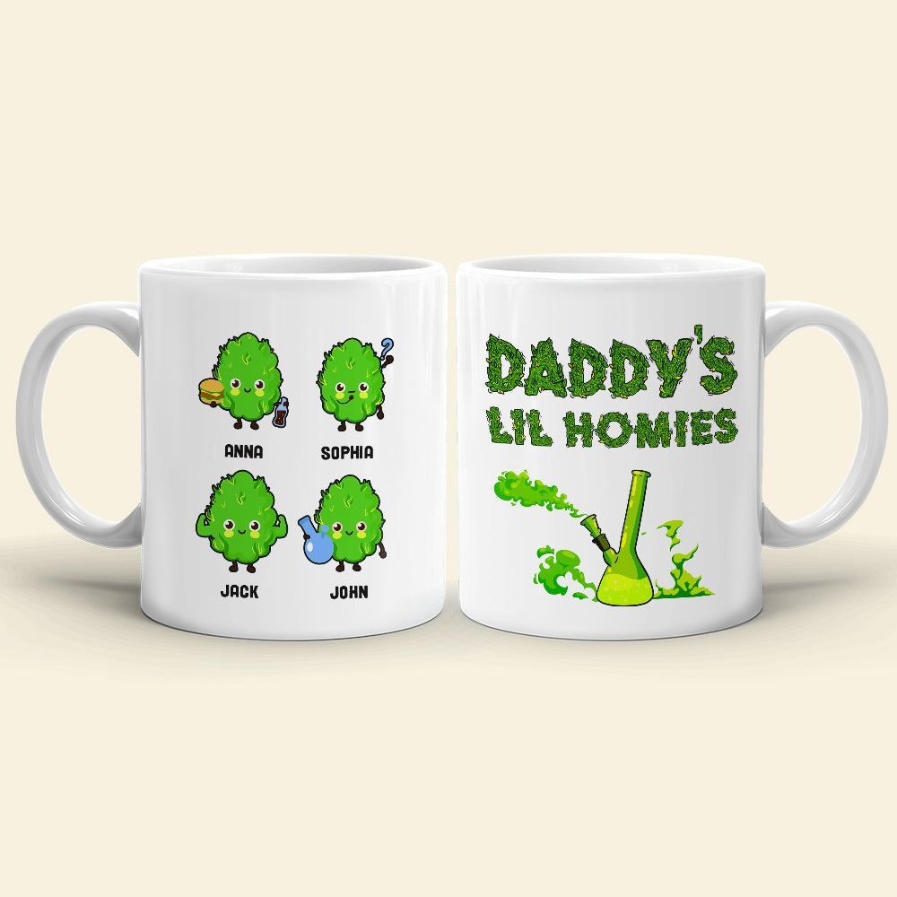 Funny Bud Mug - Daddy's Lil Homies - Personalized Coffee Mug - Gift For Dad