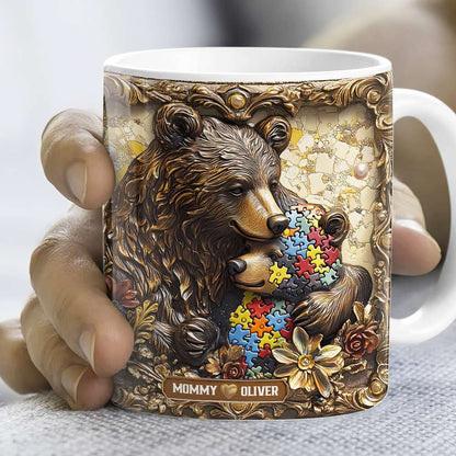 Personalized Gifts For Mom Coffee Mug, Autism Mama Bear 02TGMH240225