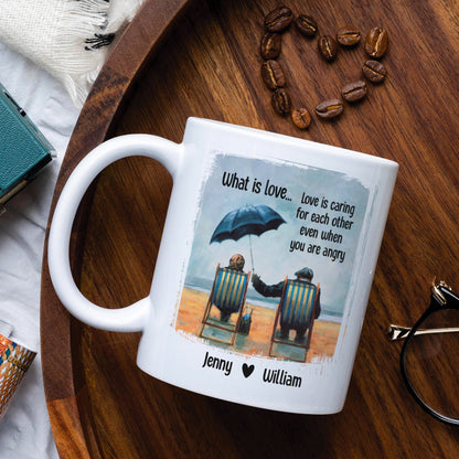 Love Is Caring For Each Other Even When You Are Angry Personalized Mug, Couple Gift