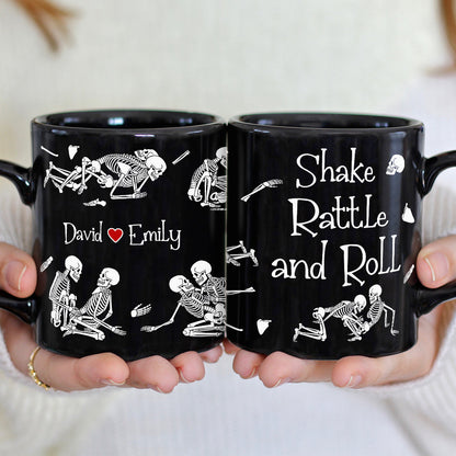 Skeleton Couple, Personalized Couple Black Mug