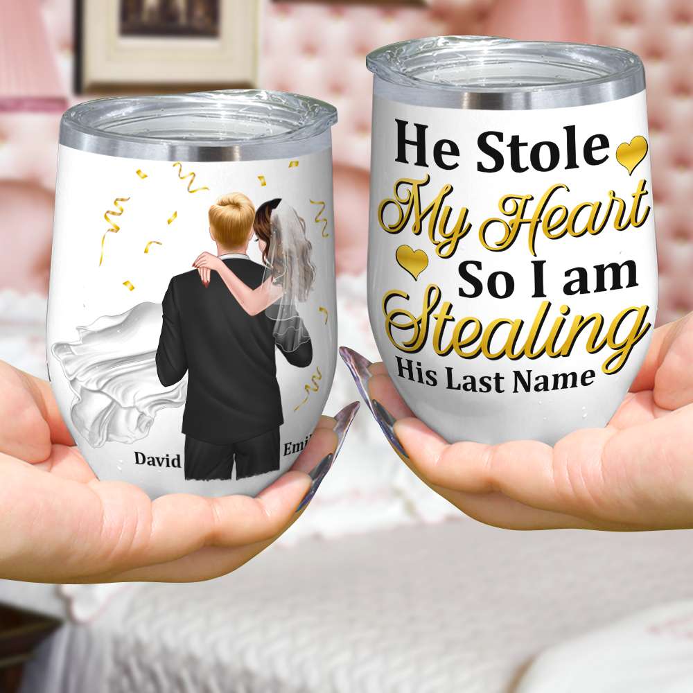 Personalized Newly Wedding Couple Coffee Mug, He Stole My Heart, Personalized Coffee Mug, Wedding Gift, Birthday Gift For Husband