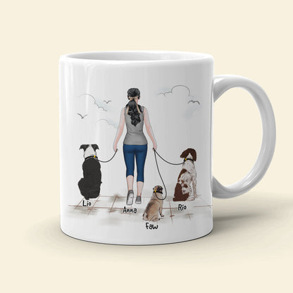 We Love You More Than We Love Walkies - Personalized Mug - A Girl Walking With Dogs Mug - Gift For Dog Lovers