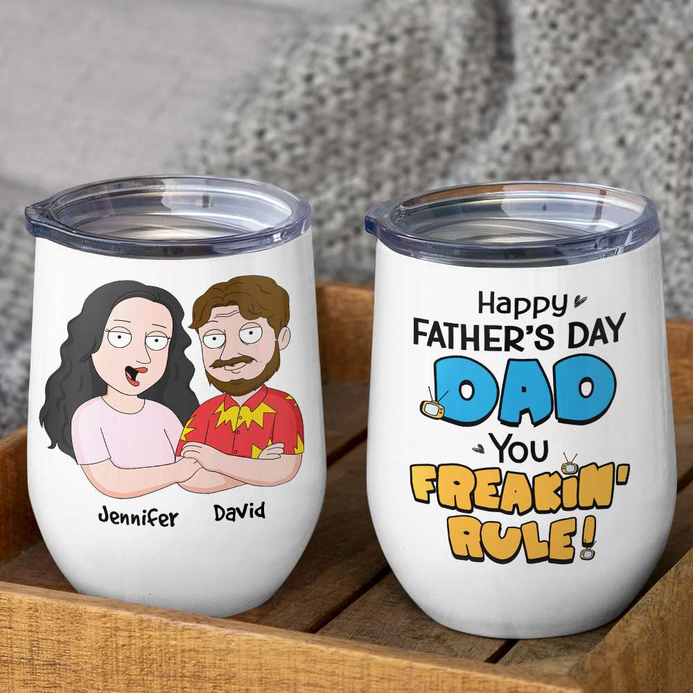 Happy Father's Day Dad You Freakin' Rule!, Personalized White Mug, Gift For Dad, Father's Day Gift