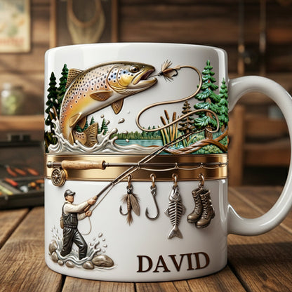 Hooked on Fishing White Coffee Mug - Personalized Gift For Fishing Lovers 02PALU201225