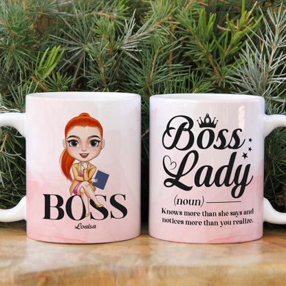 Boss Lady Knows More Than She Says Personalized Boss Lady Mug