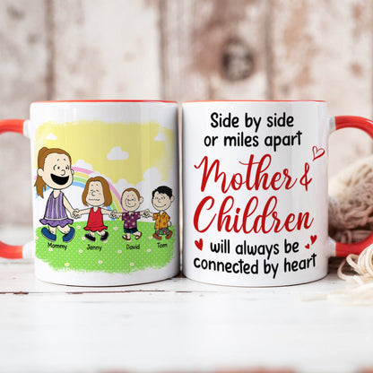 Personalized Gifts For Mom Coffee Mug 02xqtn210125hh Side By Side Or Mile Apart Mom & Children Will Always Be Connected By Heart