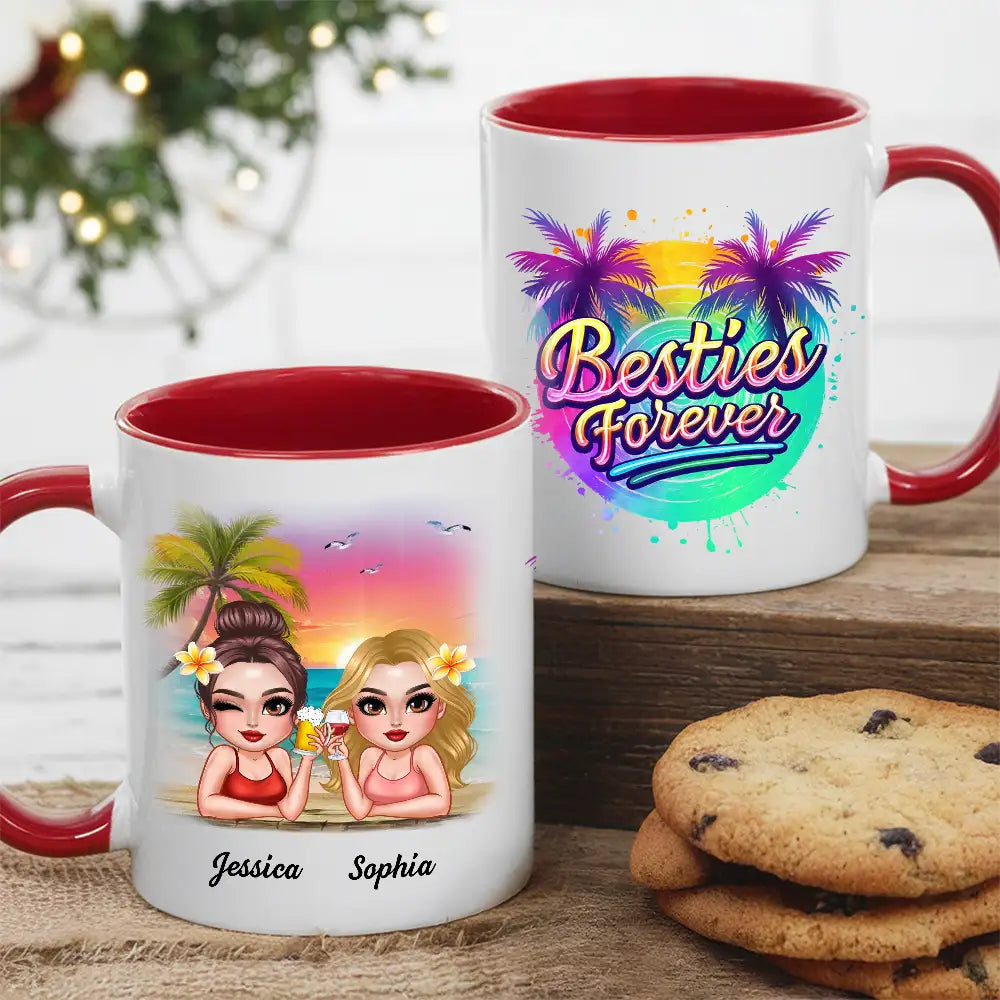 Besties Forever Personalized Tropical Mug for Best Friends