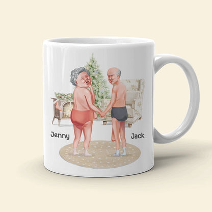 Be Naughty! Save Santa The Trip! Personalized Coffee Mug- Gift For Him/ Gift For Her- Naughty Old Couple Coffee Mug
