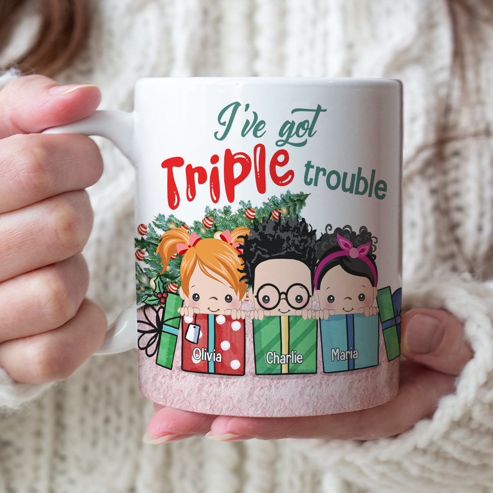 Grandkids Little Trouble, Personalized White Mug, Gift From Little Troublemakers