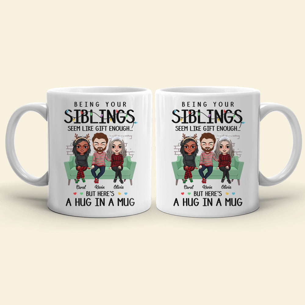 A Hug In A Mug, Personalized Mug, Gifts For Sibling