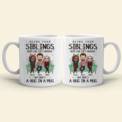 A Hug In A Mug, Personalized Mug, Gifts For Sibling