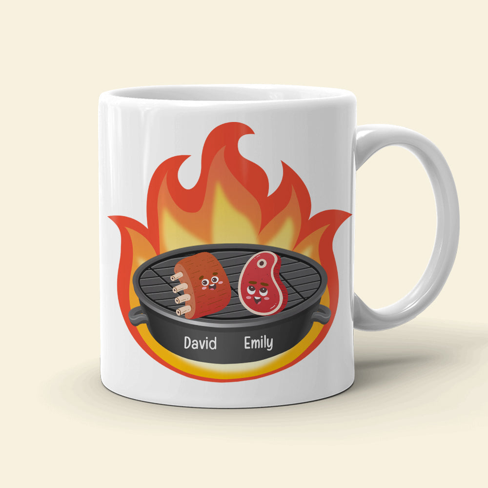 Couple BBQ Hey Barbe-Cutie You Fire Me Up, Personalized Coffee Mug, Funny Couple BBQ Party, Gift For Her/Him