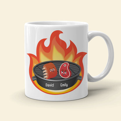Couple BBQ Hey Barbe-Cutie You Fire Me Up, Personalized Coffee Mug, Funny Couple BBQ Party, Gift For Her/Him