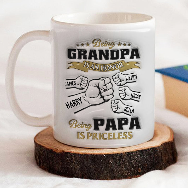 Being Papa - Personalized 3D Inflated Effect Ceramic Mug - Gift For Dad, Grandpa, Father's Day | NA94