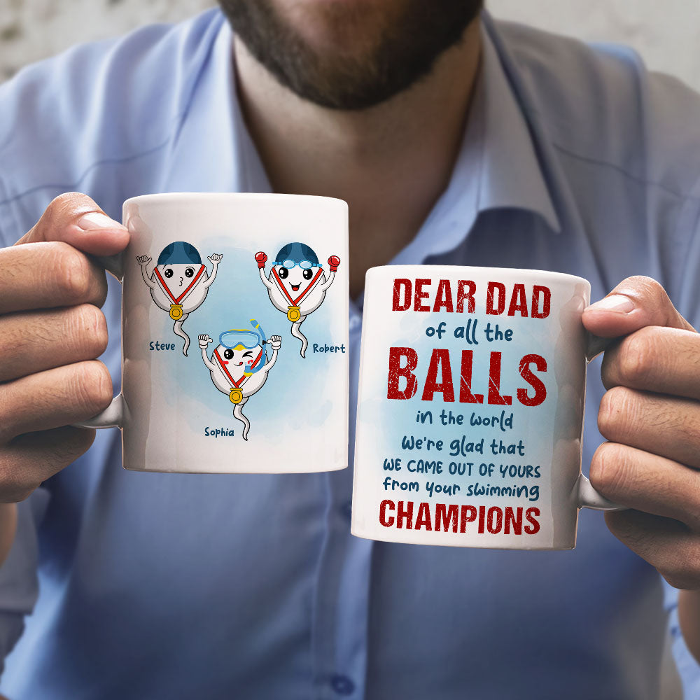 From Your Swimming Champions Personalized Funny Sperms Coffee Mug Gift For Dad