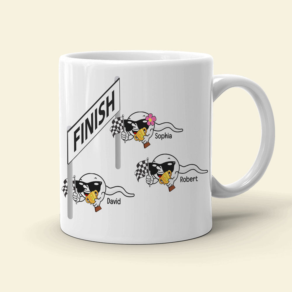 Personalized Coffee Mug Thanks For Entering Us Into A Race, Gift For Dad
