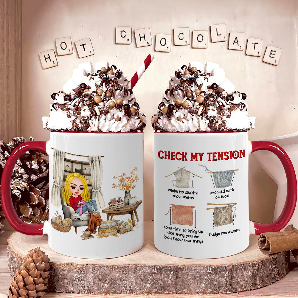 Personalized Gifts For Knitting Lover Accent Mug Women Sitting Knitting Check Tension 04XQMH020824HH